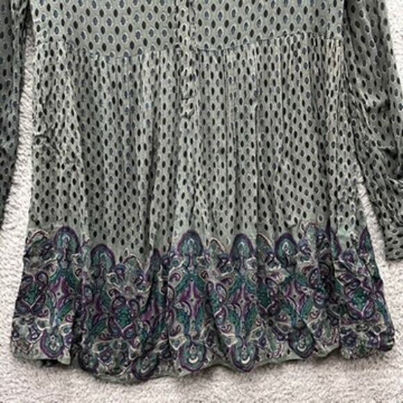 CCDK Copenhagen Size 38 (US 8) Sheer Tunic Top Multicolor Button Collar Boho - Picture 3 of 13